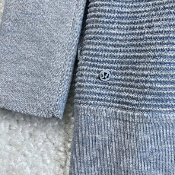 Lululemon Sit In Lotus Merino Wool Cardigan Sweater Heather Starlight Blue - Picture 10 of 14